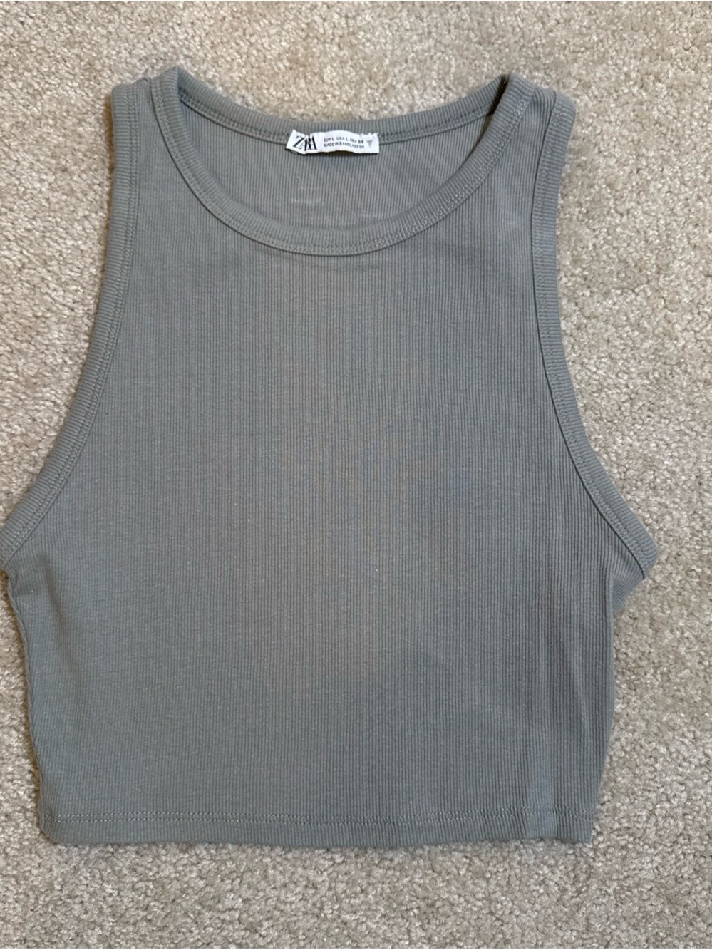 Zara Ribbed Crop Tank — Gray